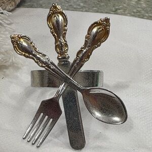 4 Silver and Gold Utensil Napkin Rings